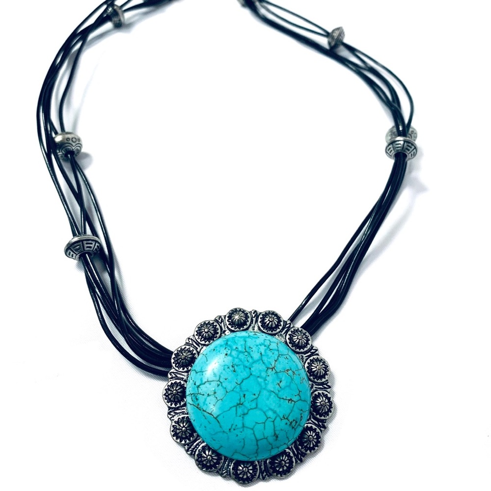 Turquoise Pendant Necklace! Statement Piece!